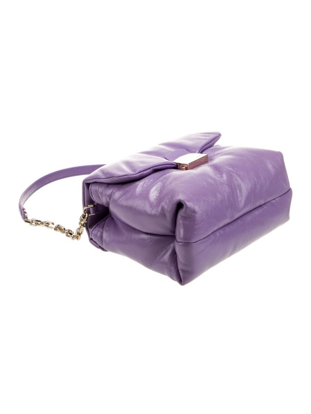 Scanlan Theodore Lavender Leather Shoulder Bag with Gold Chain - Picture 5 of 6